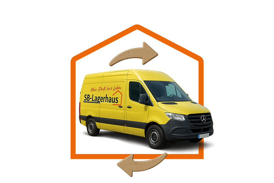 Gelbes SB Lagerhaus-Auto