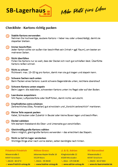 Checklisten Umzugstipps